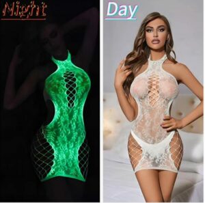 Glow in the Dark Sexy Fishnet Stockings, Bodysuit Leggings for Womens